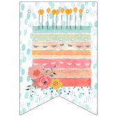 ティール（緑がかった色）&コーラル祝バースデーパーティフラッグバナー バンティングフラッグ (第3の旗)