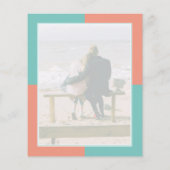 ティール（緑がかった色）&コーラル2フォトバジェット結婚式招待状 (裏面)