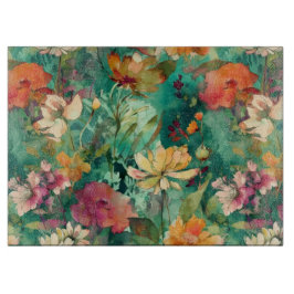 ティール(緑がかった色)、コーラル&マウヴアートガモダンラス カッティングボード