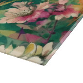 ティール(緑がかった色)、コーラル&マウヴアートガモダンラス カッティングボード (角)