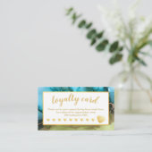 ティール(緑がかった色)ゴールドフォイルハートサロンロイヤリティカード ロイヤリティカード (スタンド正面)