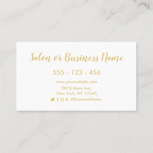 ティール（緑がかった色）ゴールドフォイルハートサロンロイヤリティカード ロイヤリティカード (裏面)