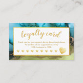 ティール（緑がかった色）ゴールドフォイルハートサロンロイヤリティカード ロイヤリティカード (正面)