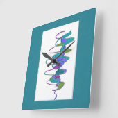 ティール（緑がかった色）サイクロカスタムン時計 スクエア壁時計 (傾斜)