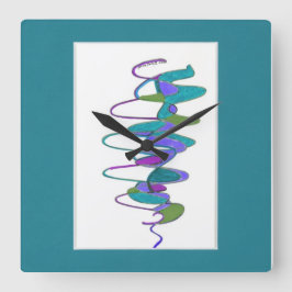 ティール（緑がかった色）サイクロカスタムン時計 スクエア壁時計