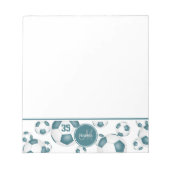 ティール（緑がかった色）サッカーボール柄スポーツアクセント ノートパッド (正面)