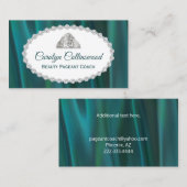 ティール(緑がかった色)サテン美しいページアンコーチ名刺 名刺 (正面/裏面)
