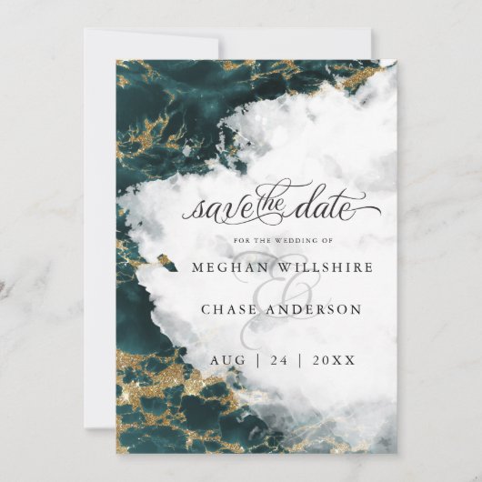 ティール(緑がかった色)サファイアウォーター色Geode BarefootBride™ (正面)