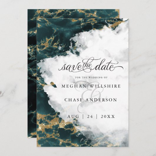 ティール（緑がかった色）サファイアウォーター色Geode BarefootBride™ (正面/裏面)