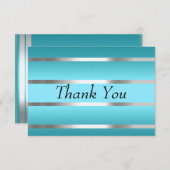 ティール（緑がかった色）サンキューカード銀線 サンキューカード (正面/裏面)