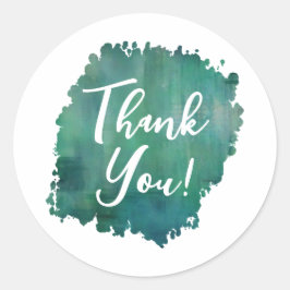 ティール（緑がかった色）サンキューステッカー ラウンドシール