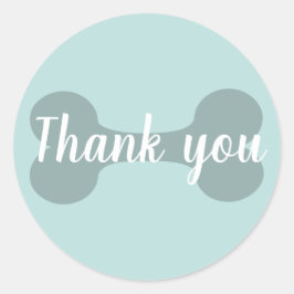 ティール（緑がかった色）サンキュードッグボーンステッカー ラウンドシール