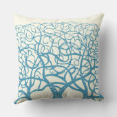 ティール(緑がかった色)サンゴと選択任意のカスタムカラーピロー クッション (裏面)