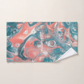 ティール(緑がかった色)サンゴホワイト抽象芸術スウェットタオル ハンドタオル (ハンドタオル)