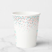 ティール(緑がかった色)サンゴ紙吹雪結婚名前をカスタムする紙カップ 紙コップ (右)