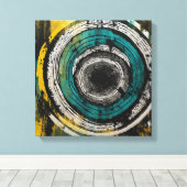 ティール(緑がかった色)サンセットフォレストウォーターカラーウォールアート キャンバスプリント (インサイチュ (ウッドフロア))