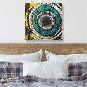 ティール(緑がかった色)サンセットフォレストウォーターカラーウォールアート キャンバスプリント (インサイチュ (寝室))