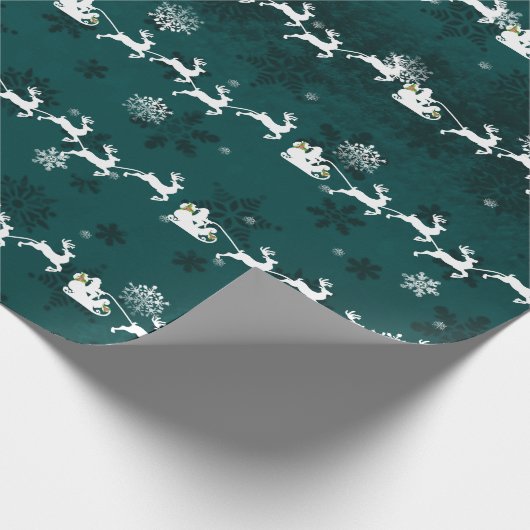 ティール(緑がかった色)サンタズスレイアンドトナディラッピング紙 ラッピングペーパー (角)