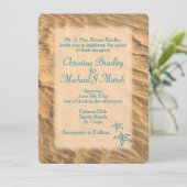 ティール（緑がかった色）サンディビーチ結婚式招待状 招待状 (スタンド正面)