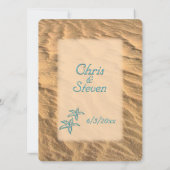 ティール（緑がかった色）サンディビーチ結婚式招待状 招待状 (裏面)