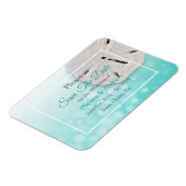 ティール（緑がかった色）サンドドル結婚式の日付磁石を保存 マグネット (左側)