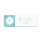 ティール（緑がかった色）サンドリプルパーソナライズされた住所 シール (正面)