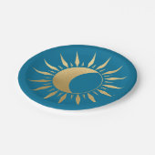 ティール（緑がかった色）サンムーンウィッカ ペーパープレート (アングル)