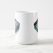 ティール（緑がかった色）サーディンアートティンカスタムモノグラム名 コーヒーマグカップ (中央)