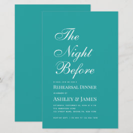 ティール（緑がかった色）ザナイトリハーサルディナー招待状