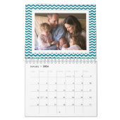 ティール(緑がかった色)シェブロンカスタムフォトコラージュ24 – イメージ カレンダー (1月 2026)