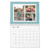 ティール(緑がかった色)シェブロンカスタムフォトコラージュ24 – イメージ カレンダー (3月 2026)