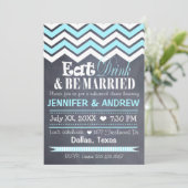 ティール（緑がかった色）シェブロンリハーサル招待状 招待状 (スタンド正面)