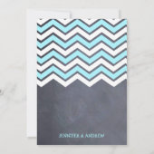 ティール（緑がかった色）シェブロンリハーサル招待状 招待状 (裏面)