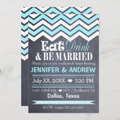 ティール（緑がかった色）シェブロンリハーサル招待状 招待状 (正面/裏面)