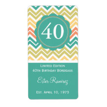 ティール(緑がかった色)シェブロンワインラベル(375 ml)