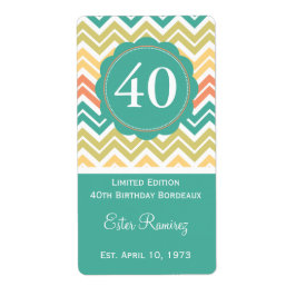 ティール（緑がかった色）シェブロンワインラベル(375 ml) ラベル