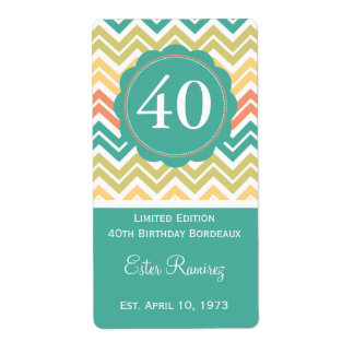 ティール（緑がかった色）シェブロンワインラベル(375 ml) ラベル