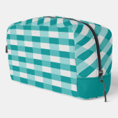 ティール（緑がかった色）シェードのカラーブロック（ライトグレー） ドップキット (右コーナー)