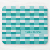 ティール（緑がかった色）シェードのカラーブロック（ライトグレー） マウスパッド (正面)