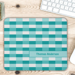 ティール（緑がかった色）シェードのカラーブロック（ライトグレー） マウスパッド