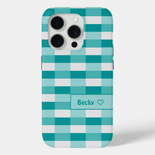 ティール(緑がかった色)シェードのカラーブロック(ライトグレー) iPhone 15 PROケース