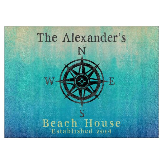 ティール(緑がかった色)シグラデーションアモノグ航海のラム カッティングボード (正面)