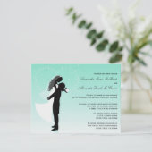 ティール（緑がかった色）シグラデーションルエッフォーマルト結婚式招待 招待状 (スタンド正面)