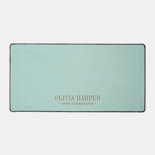 ティール（緑がかった色）シックエレガントフェイクレザープロフェッショナル デスクマット (正面)