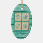 ティール(緑がかった色)シパーソナライズされたーシェルオーナメント セラミックオーナメント (右)