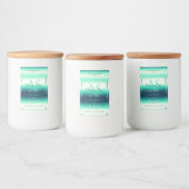 ティール（緑がかった色）シメリー製品ラベルのダイヤモンドとモノグラム フードラベル (ボトル)