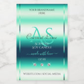 ティール(緑がかった色)シメリー製品ラベルのダイヤモンドとモノグラム フードラベル (シングルラベル)