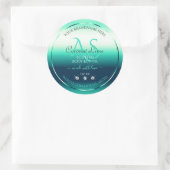 ティール(緑がかった色)シメリー製品ラベルのダイヤモンドとモノグラム ラウンドシール (バッグ)