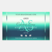 ティール（緑がかった色）シメリー製品ラベルダイヤモンドモノグラムロゴ 長方形シール (正面)