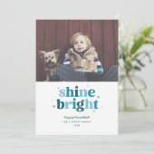 ティール(緑がかった色)シャインブライトハヌッカフォトカード シーズンカード (スタンド正面)